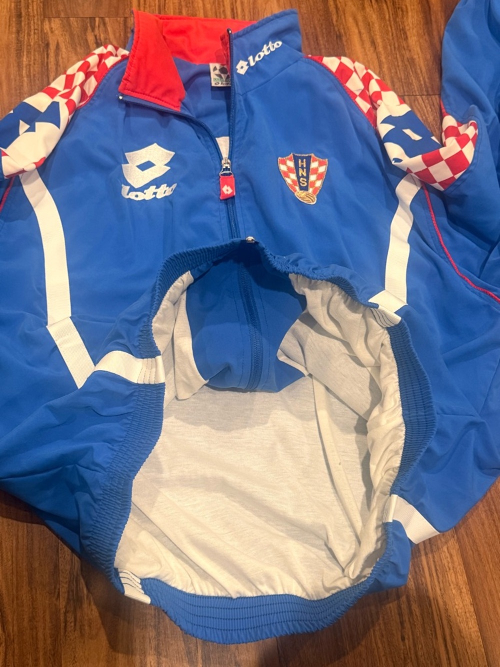 Vintage 90's Lotto Croatia Football Jacket Soccer Mens Full Zip Rare Large - Picture 11 of 14